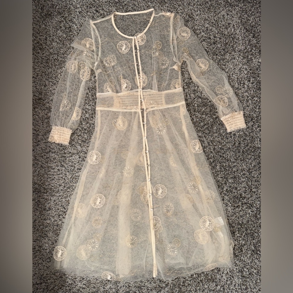 Disney sheer, long-sleeved dress or tunic with a button-down front.